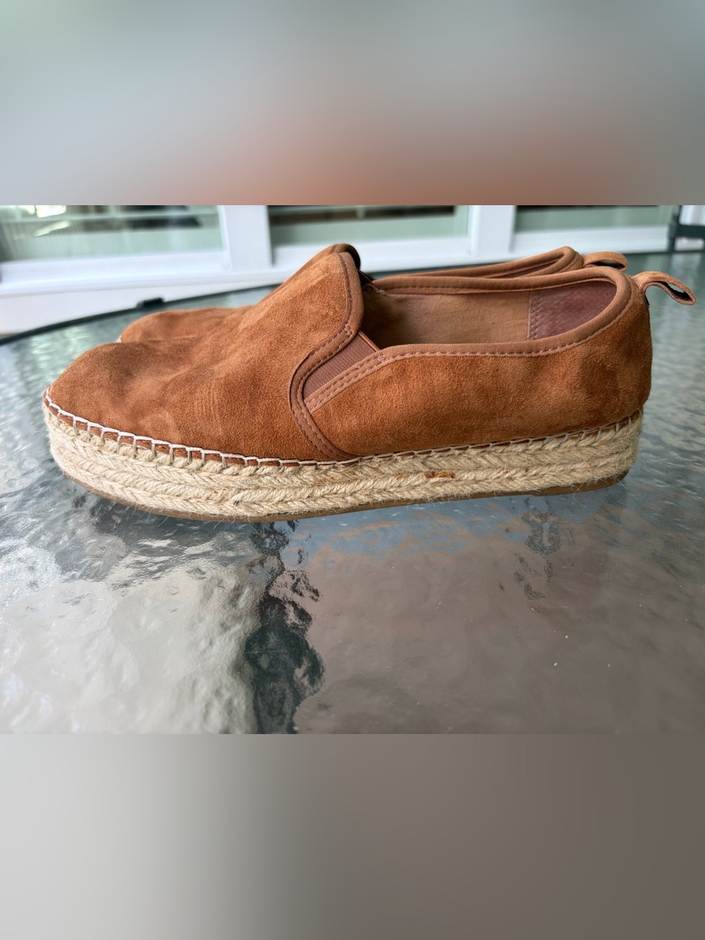 Sam Edelman Carrin Women's Suede Espadrille Slip-On in Cognac Brown size 9.5